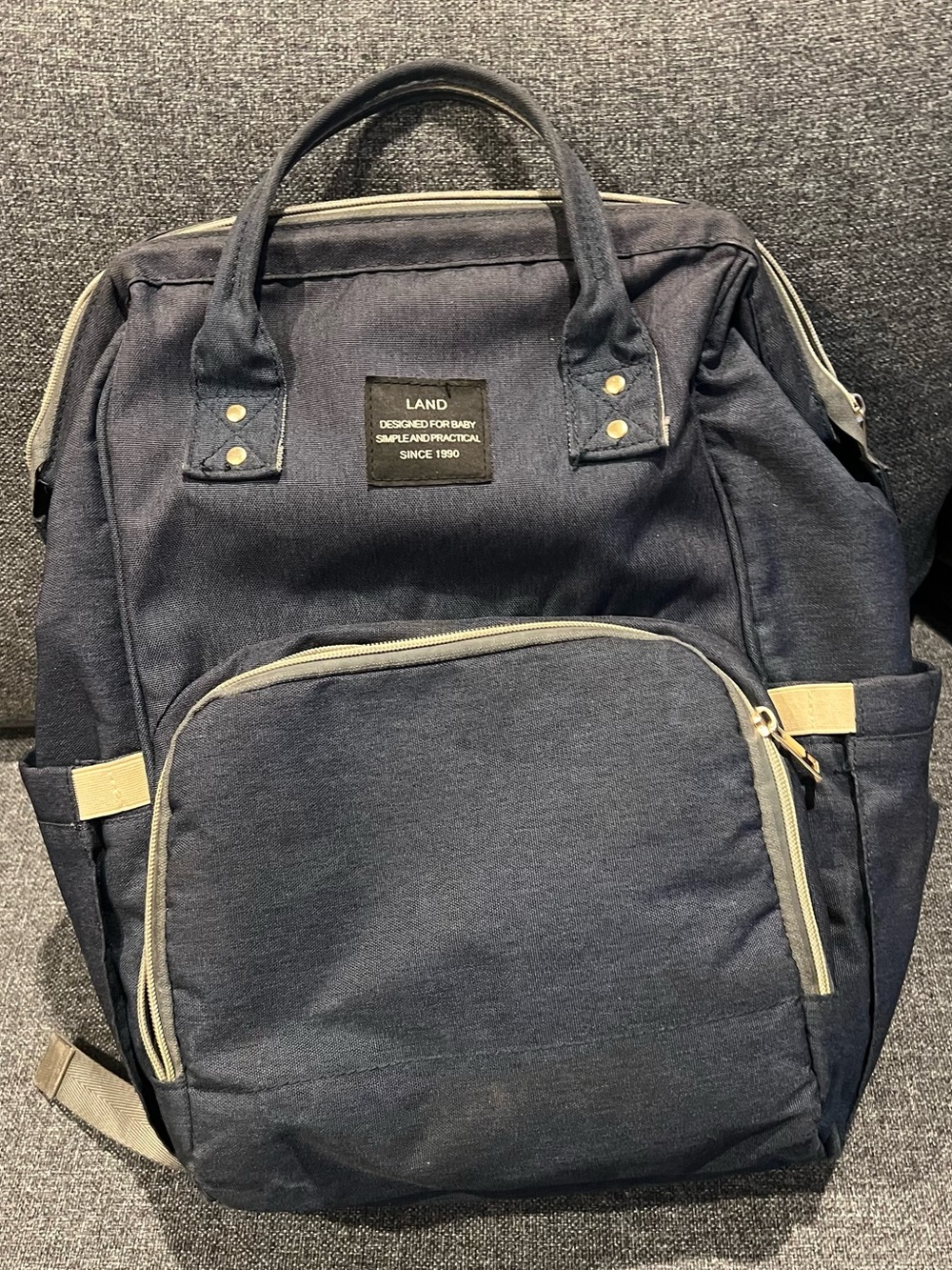 LAND Navy and Beige Diaper Bag